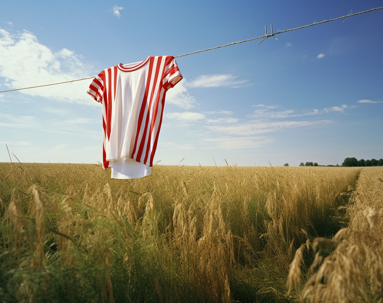 Camiseta de f&uacute;tbol sec&aacute;ndose al sol